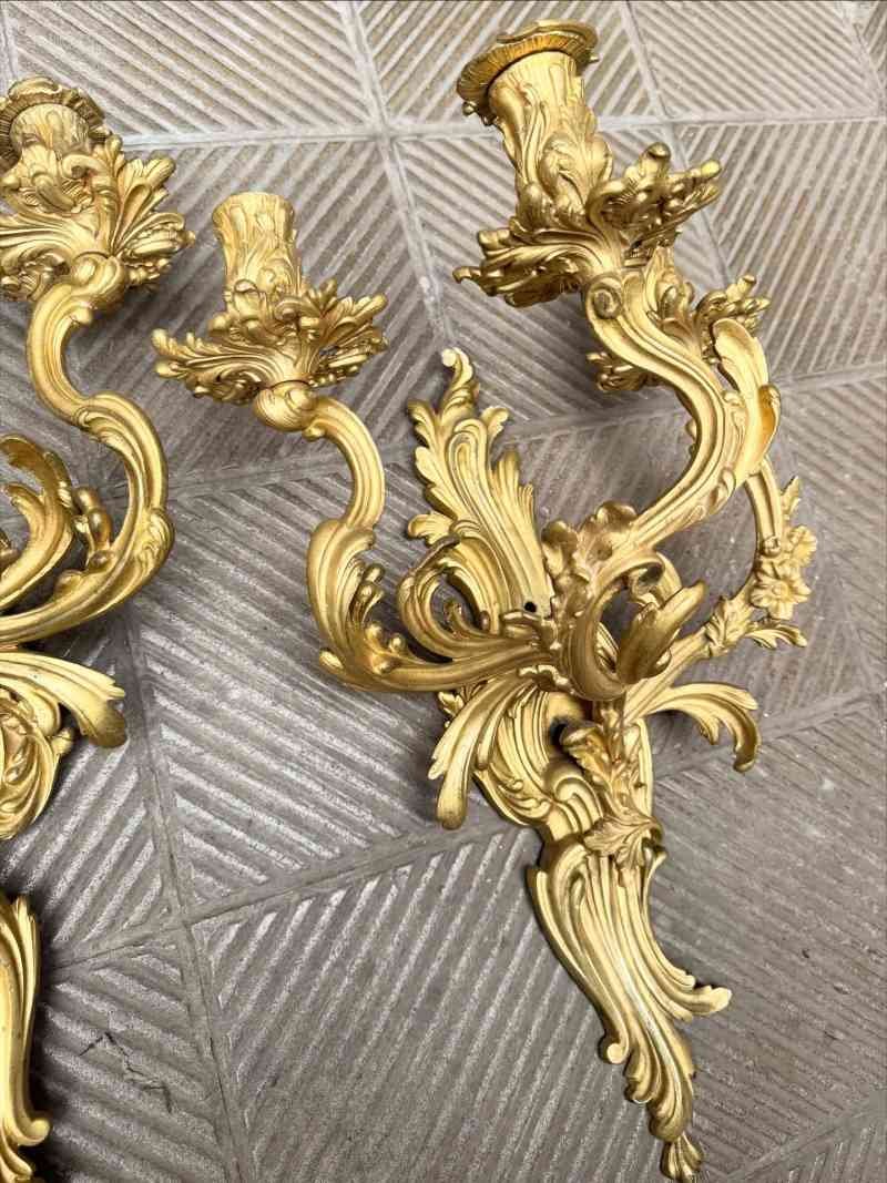 Par de apliques de pared en bronce dorado - foto 2 Par de apliques de pared en bronce dorado