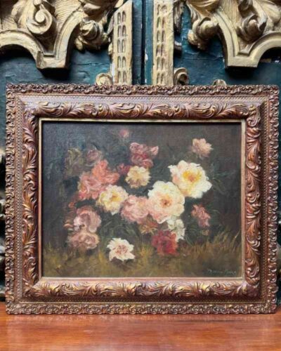Óleo floral de rosas y peonías