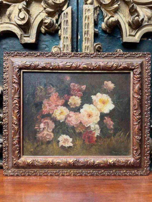Óleo floral de rosas y peonías