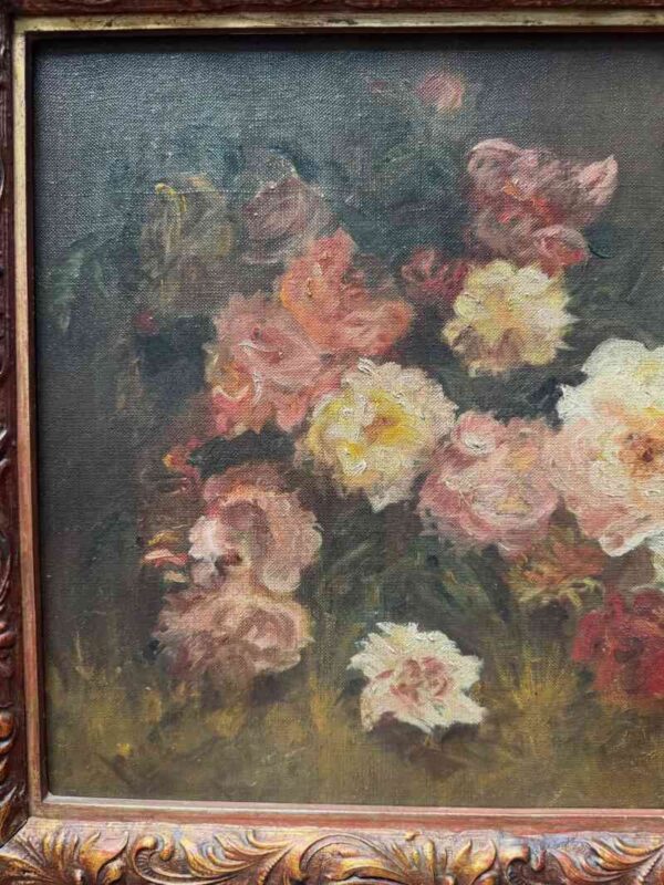 Óleo floral de rosas y peonías