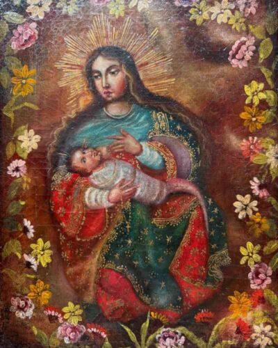 Virgen de la Leche, óleo sobre tela