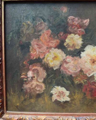 Óleo floral de rosas y peonías